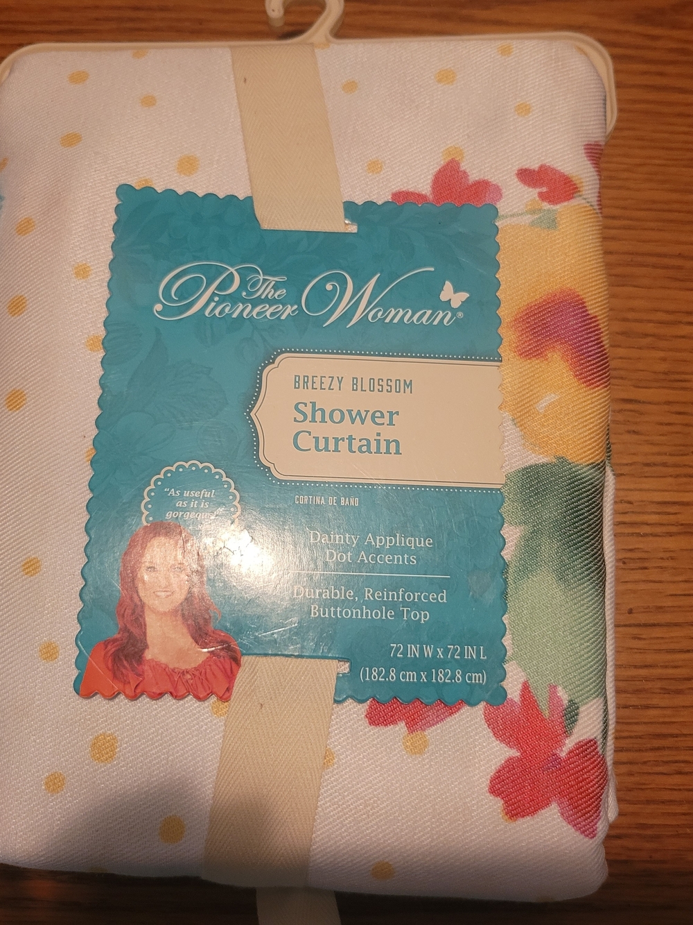 The Pioneer Woman White Floral Dot Shower Curtain with Yellow Accents